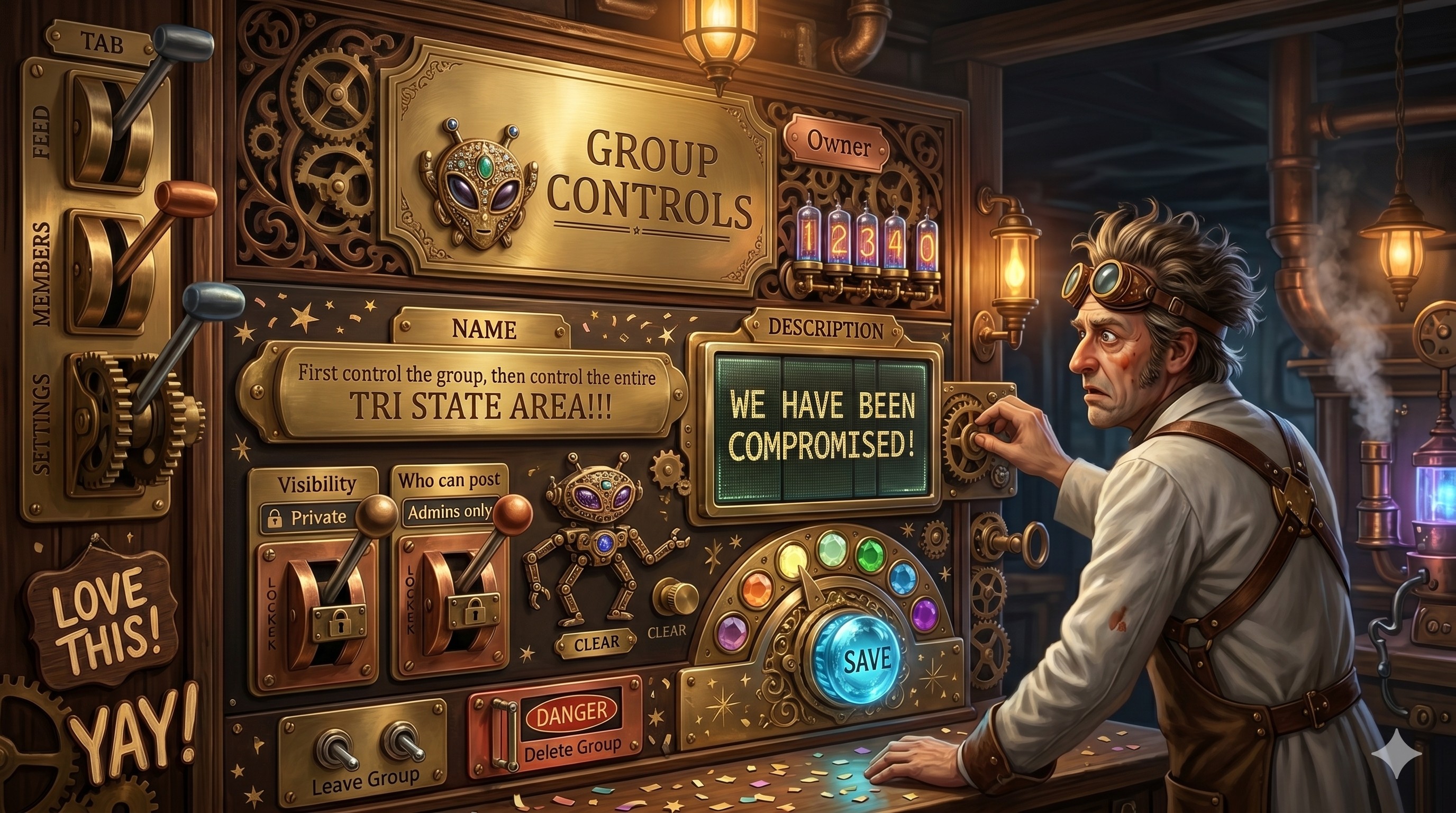 A steampunk style re-imagining of the new "Groups" controls in FWA