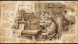 An animated gif of a cat typing at a keyboard